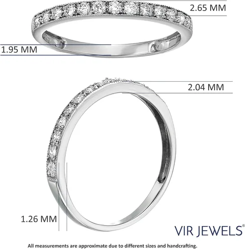 Vista 5 de Vir Jewels Anillo de compromiso de boda de diamantes de 15 quilates (ctw) para mujer, anillo de compromiso de diamantes redondos de media eternidad