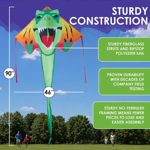 Vista 3 de Premier Kites Large Easy Flyer Animal Kingdom Kite Complete Set – Easy to Fly Single Line Kite with 300 ft Flying Line Included, Durable Lightweight