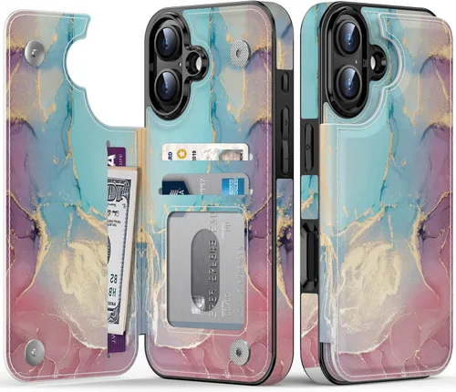 Vista 147 de LETO para iPhone 15 Pro Funda tipo cartera - Tapa tipo folio con patada - Diseños de moda - Tarjetero - Funda protectora para mujeres y niñas - 6.1