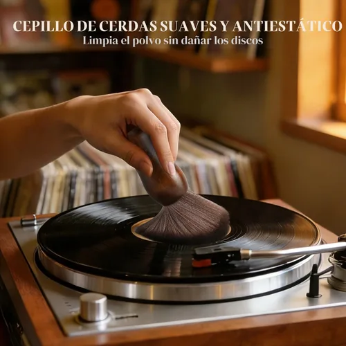 Vista 6 de XQ XIAO QIAO Cepillo de Limpieza de Discos de Vinilo - Cepillo Limpiador de Vinilo Antiestático de Madera - Accesorios para Tocadiscos