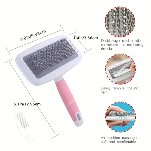 Vista 2 de 7 in 1 Small Pet Grooming Kit Rabbit Hamster Guinea Pig Grooming Tools with Slicker Brush Bath Massage Comb Nail Clipper and File for Small Animals