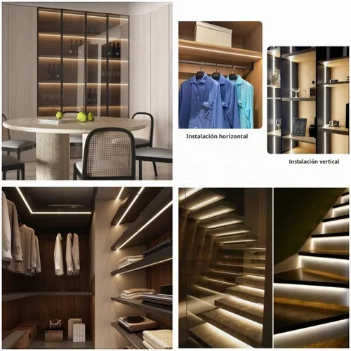 Vista 6 de Paquete de 6 canales de aluminio LED en forma de U de 3.3 pies con cubierta negra, tapas de extremo y clips de montaje, perfil de aluminio