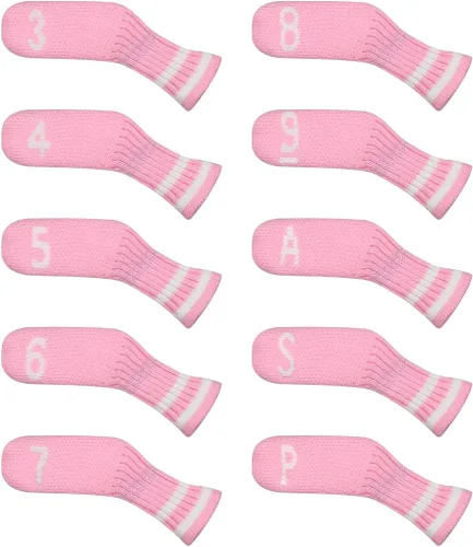 Vista 13 de Scott Edward 10 fundas para cabezas de palos de golf para hierros, básicamente, con forma de calcetines, lavables, duraderos, protectores de cabeza