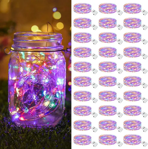 Vista 27 de btfarm - Paquete de 6 luces de hadas con pilas, luces parpadeantes con 3 modos