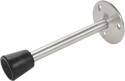 Vista 4 de Tope de puerta de acero inoxidable montado en el piso de la pared con parachoques de goma 120mm/4.7" Longitud-4pcs