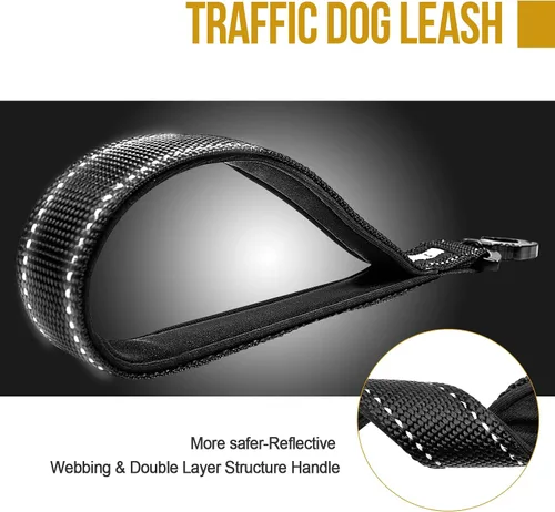 Vista 5 de OneTigris Bolt - Correa corta de tráfico para perros pequeños, medianos y grandes (negro, S)