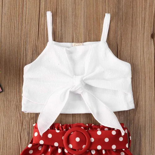 Vista 4 de GuliriFei Conjunto de pantalones cortos florales de verano para niñas pequeñas, camisetas cortas sin mangas + pantalones de flores con lazo, trajes