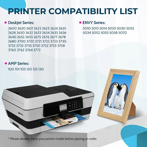Vista 2 de Penguin 65XL - Cartucho de tinta negro para impresoras HP para Deskjet 3755 Ink Envy 5055 5052 Deskjet 3700 3772 2655 2622 2680 impresoras 65 65XL