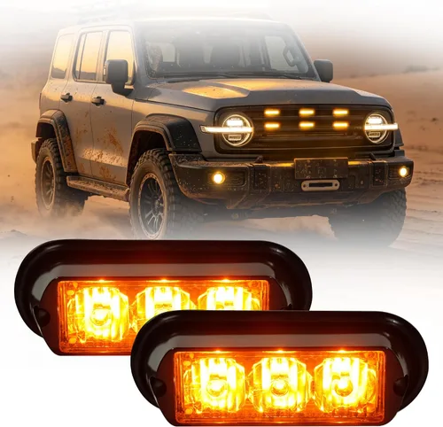 Vista 9 de YM E-Bright Paquete de 2 Luces de Flash LED Rojas de 3 LED para Coche DRL Camión Luz de Advertencia Estroboscópica de Emergencia 12-24V Rojo