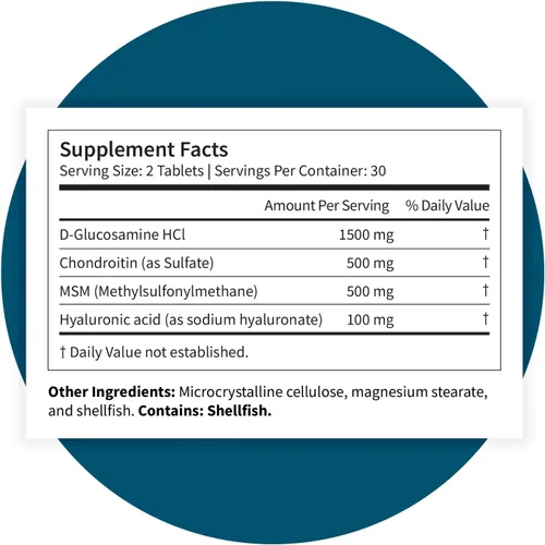 Vista 8 de Pattern Wellness Complejo de glucosamina condroitina – 60 tabletas MSM y ácido hialurónico: apoya la salud de las articulaciones, cartílagos