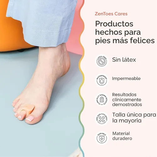 Vista 6 de ZenToes Separadores de dedos de gel para dedos superpuestos, juanetes, alineación del dedo gordo, corrector y espaciador, paquete de 4 (beige)