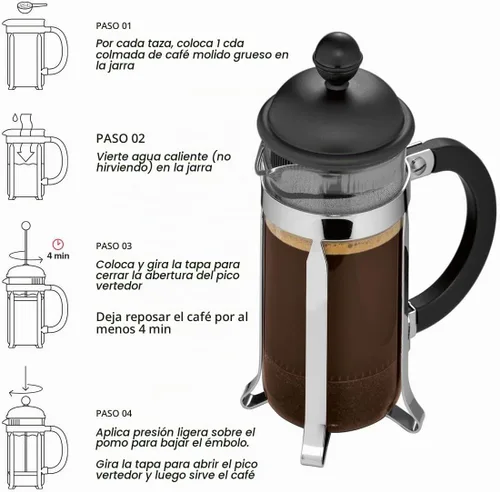 Vista 4 de BODUM Caffettiera - Cafetera de prensa francesa de 3 tazas, color blanco, 0.35 l, 12 oz Blanco sucio