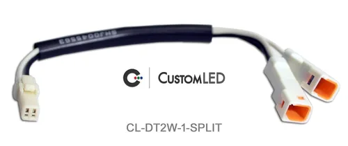 Vista 2 de Custom LED Conectores de señal de giro OEM (par) - Divisor intermitente de 2 cables Plug and Play para motocicletas Ducati, KTM, Yamaha y Triumph