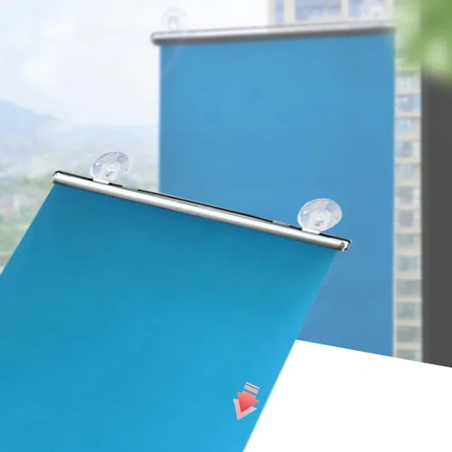 Vista 46 de Cortinas opacas para ventana, con ventosas, persianas enrollables sin taladro, 75% de protección UV, aislamiento térmico temporal, persianas Negro