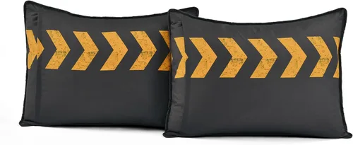 Vista 7 de Lush Decor Highway - Juego de edredón reversible tamaño Queen de 5 piezas, tamaño matrimonial/queen, carbón y amarillo, juego de ropa de cama