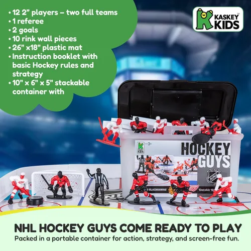 Vista 7 de Kaskey Kids NHL Hockey Guys, Vegas Knights vs. Seattle Kraken, 27 piezas en cada juego, incluye 2 equipos y estuche de almacenamiento de viaje