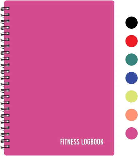 Vista 12 de Cuaderno de registro de fitness (negro) – Diario de entrenamiento A5 sin fecha para hombres y mujeres – cubierta de plástico y papel grueso – Agenda