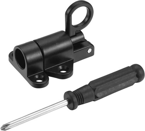 Vista 2 de 4 pestillos de cierre automático, pestillo de puerta de resorte para valla de madera, pestillos automáticos de puerta resistentes de seguridad, Negro