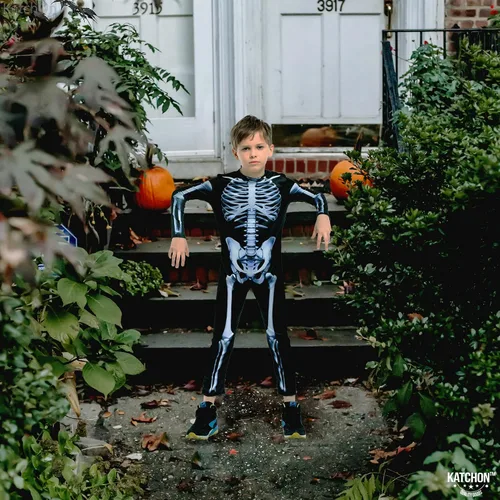 Vista 5 de Katchon, Halloween Costume for Kids - Halloween Skeleton Costume Halloween Skeleton Outfit for Boys Skeleton Bodysuit