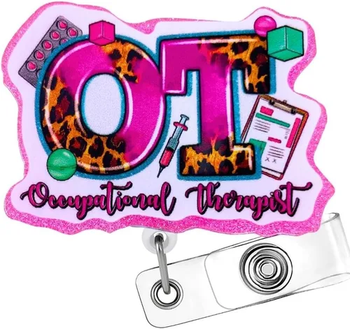 Vista 11 de CNA - Carrete de insignia para asistente de enfermería certificado retráctil con clip de identificación; accesorios CNA con purpurina brillante