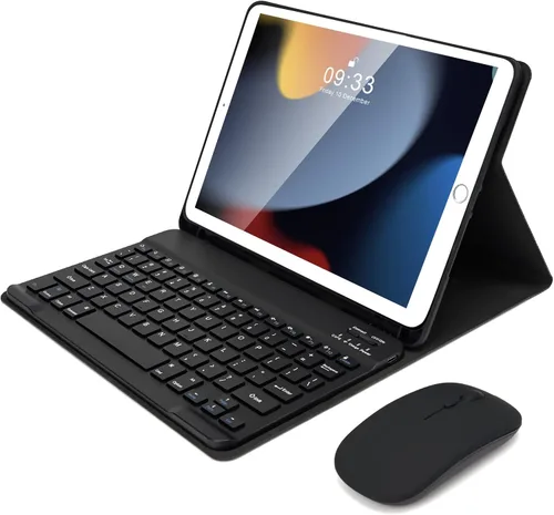 Vista 15 de SOPPY Funda con teclado Bluetooth con mouse para iPad de 6ª/5ª generación, iPad Pro de 9.7 pulgadas, Air 1/2, teclado inalámbrico desmontable