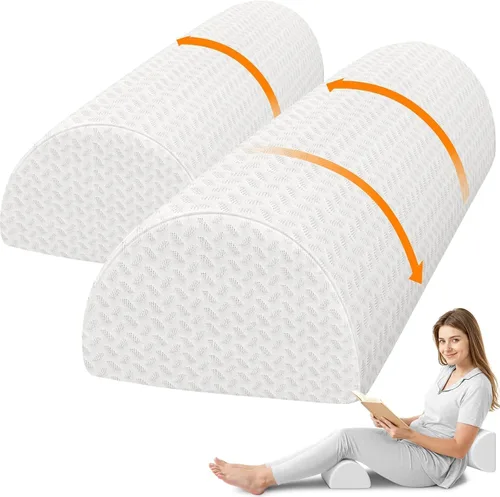 Vista 10 de Almohada grande de rodilla para dormir de lado, almohada de espuma viscoelástica de media luna para piernas, almohada de elevación de cuña de diseño