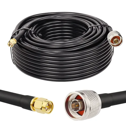 Vista 15 de MOOKEERF 2 piezas de cable N macho a SMA macho 1 pie, cable SMA a N de 50 ohmios de baja pérdida ultra KMR240 coaxial para enrutador WiFi, receptor