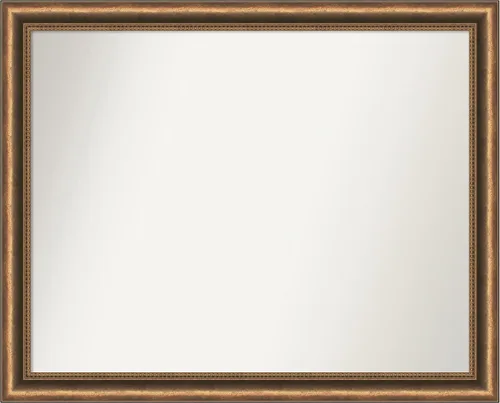 Vista 174 de Amanti Art Espejo de baño de bronce para sobre fregadero, 24 x 24 pulgadas, espejo de tocador cuadrado estrecho de bronce Manhattan, marco de madera