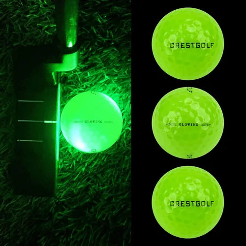 Vista 6 de Crestgolf Paquete de 6 pelotas de golf que brillan en la oscuridad iluminadas por la noche con temporizador de reinicio de 12 minutos