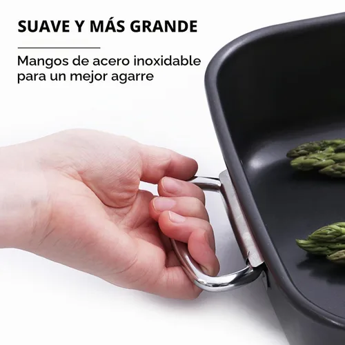 Vista 3 de HONGBAKE Sartén para lasaña antiadherente de 3 pulgadas de profundidad, sartén para hornear de 9x13, sartén rectangular para pastel de hoja, sartén