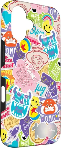 Vista 3 de Funda para iPhone 16 Disney 100 Pixar Happy Faces and Happy Stickers D100