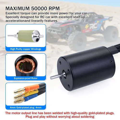 Vista 5 de SurpassHobby 3650 2300KV 0.125 in eje de alta velocidad impermeable motor para la mayoría de vehículos RC escala 1:10 camión actualización piezas