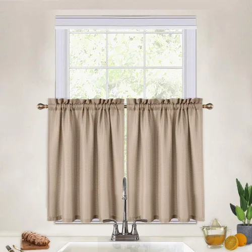 Vista 11 de CAROMIO - Cortina para cocina, cortina texturizada, cortinas para ventana de baño, varios tamaños