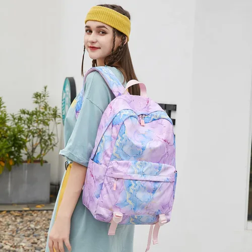 Vista 6 de Createy Mochilas de mármol ligeras resistentes al agua para niñas adolescentes mochila escolar con bolsa de almuerzo