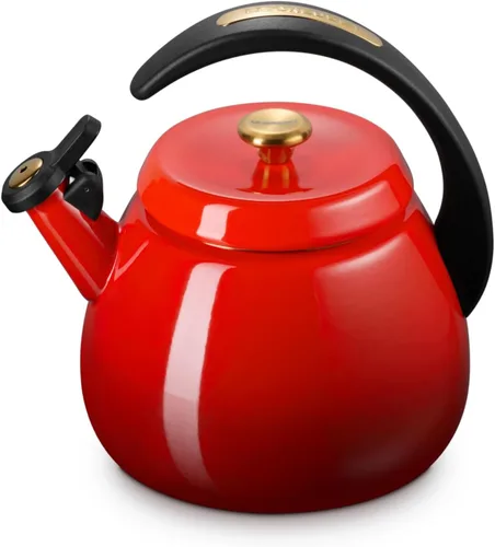 Vista 17 de Le Creuset - Tetera de cloche esmaltada en acero, 2.2 cuartos de galón, Cerise