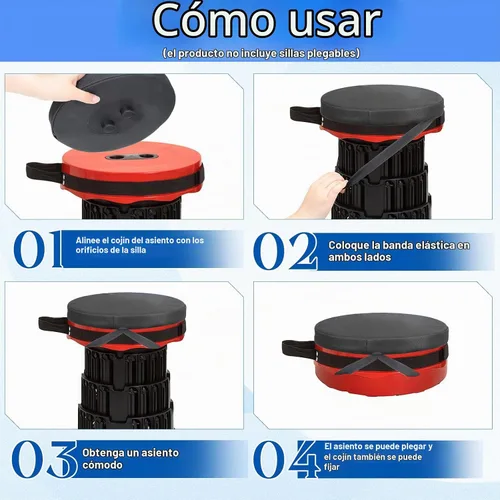 Vista 4 de 2 cojines telescópicos para taburetes, cojines plegables retráctiles de 9.8 pulgadas, cojines redondos de espuma viscoelástica para taburetes