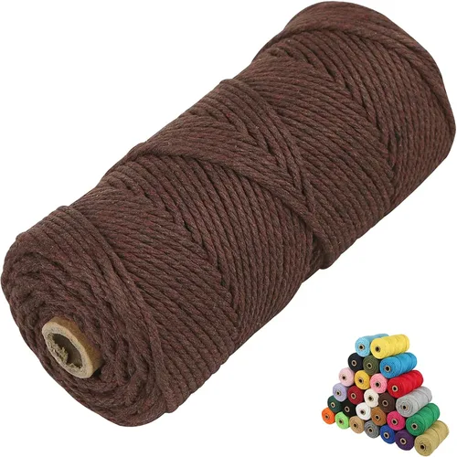 Vista 50 de Cordón de algodón para macramé, hilo torcido de 4 capas, cuerda de algodón natural, suministros perfectos de macramé, para hacer soportes colgantes