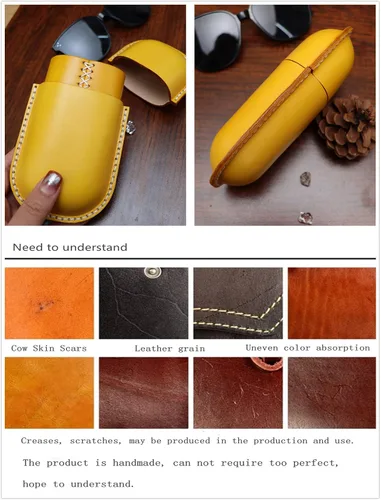 Vista 11 de Funda de cuero para gafas de sol vintage para hombres y mujeres miope, gafas de sol, viaje, caja de almacenamiento antiaplastamiento