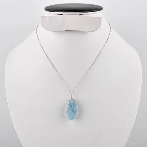 Vista 5 de Collar con colgante de piedras preciosas, piedra de energía áspera, cristales curativos de chakras, plata esterlina 925, chapado en rodio, piedra