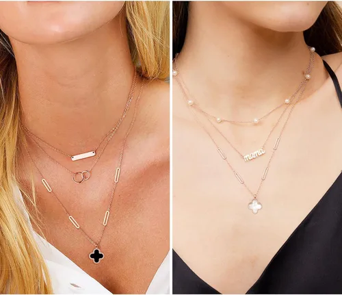 Vista 2 de AILPIWE Gold Clover Necklace for Women,18K Gold Plated Lucky Clover Pendant Necklace, Dainty Gold Necklace for Women Gift