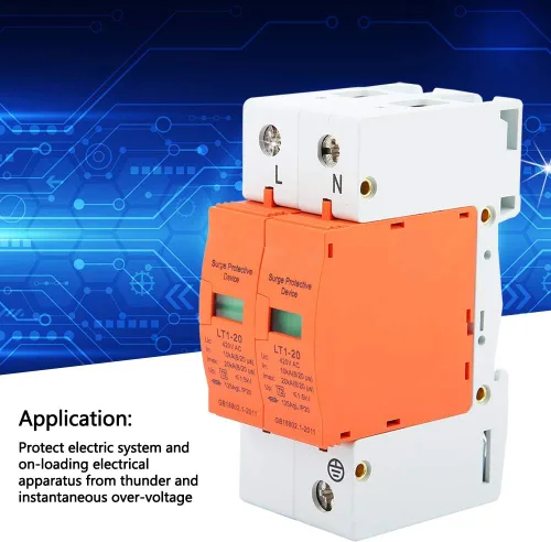 Vista 3 de 2 Polo 1 Pieza Dispositivo DIN Rail Montaje Protector Dispositivo de Baja Tensión 10-20KA 420V Electrónico