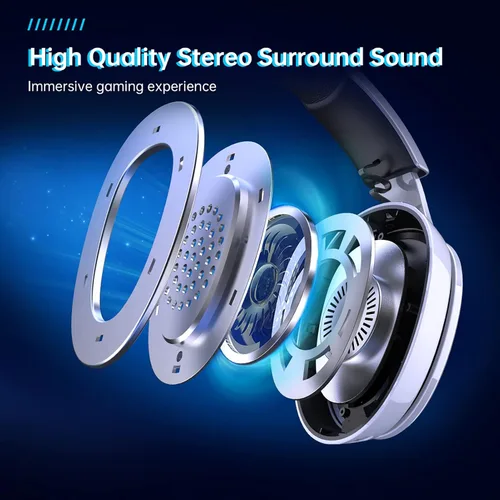 Vista 3 de Gtheos Auriculares inalámbricos para juegos de 2.4 GHz para PC, PS4, PS5, Mac, Nintendo Switch, Bluetooth 5.2 auriculares para juegos con micrófono