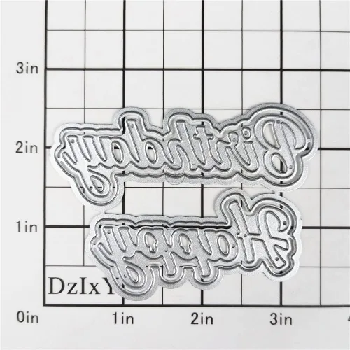 Vista 3 de DzIxY Shadow Happy Birthday - Troqueles de corte de metal para hacer tarjetas, kit de álbumes de recortes, papel en relieve, troquelados, plantillas
