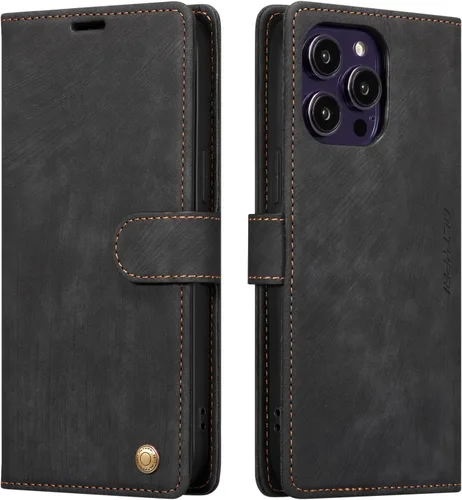 Vista 9 de QLTYPRI Funda para iPhone 13, funda de piel sintética con cierre magnético, soporte para tarjetas, función atril, a prueba de golpes, funda Azul