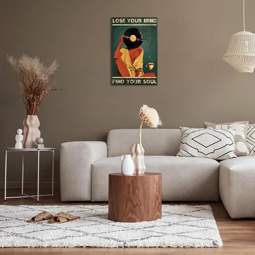 Vista 7 de Póster vintage con texto en inglés «Lose Your Mind Find Your Soul» («Lose Your Mind Find Your Soul») con cita inspiradora, arte de pared, arte