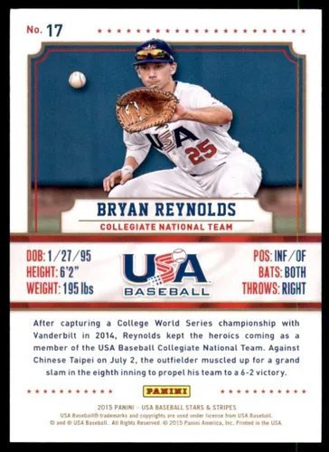 Vista 2 de 2015 Panini Stars and Stripes Longevity Team Logo Gold #17 - Bryan Reynolds