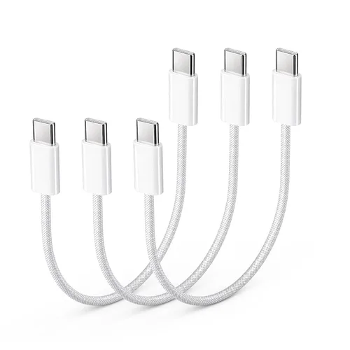 Vista 8 de Smays Cable corto USBC a USB C de 1 pie, paquete de 3, cable trenzado