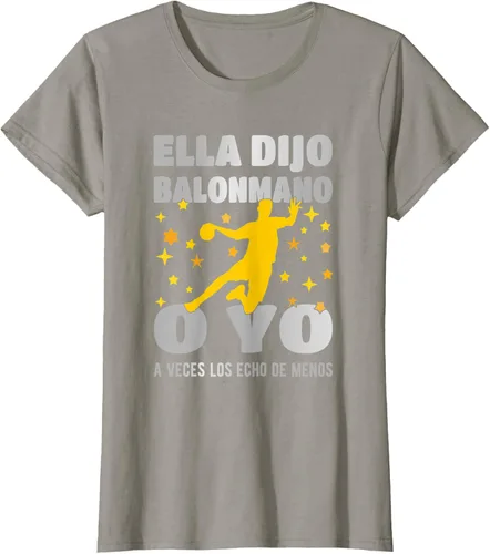 Vista 17 de Camiseta Ella Dijo El Balonmano O Yo. La Extraño, Negro