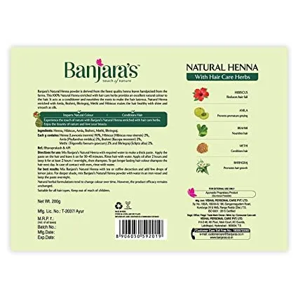 Vista 2 de puu Polvo de henna natural Banjara con hierbas para el cuidado del cabello (200 gms)