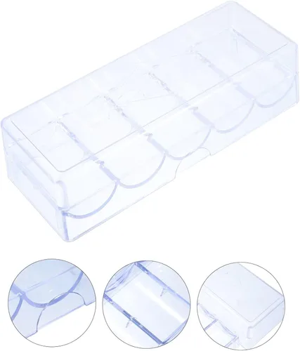 Vista 4 de LABRIMP Contenedor de almacenamiento de 5 compartimentos de plástico, caja de chips, contenedor transparente, caja organizadora transparente